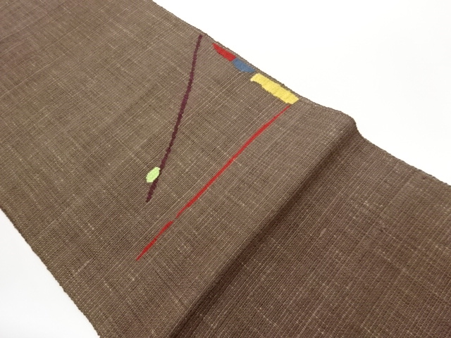 紗紬抽象模様織出し名古屋帯